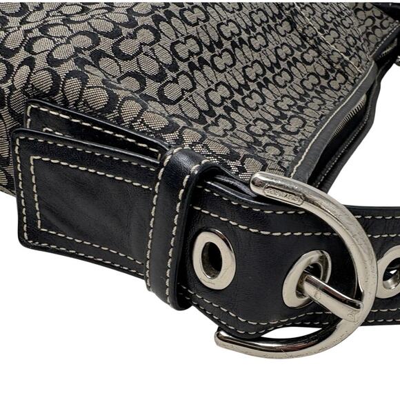 Vintage Y2K Coach Signature Jacquard Canvas Leather Bottom Bag Soho D062-2158 - Picture 4 of 11